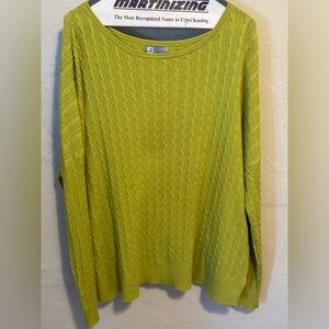 JCP Lime green / chartreuse Cable Knit Cashmere-blend Sweater XL